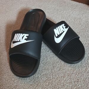 Nike Black and White Slide Sandals